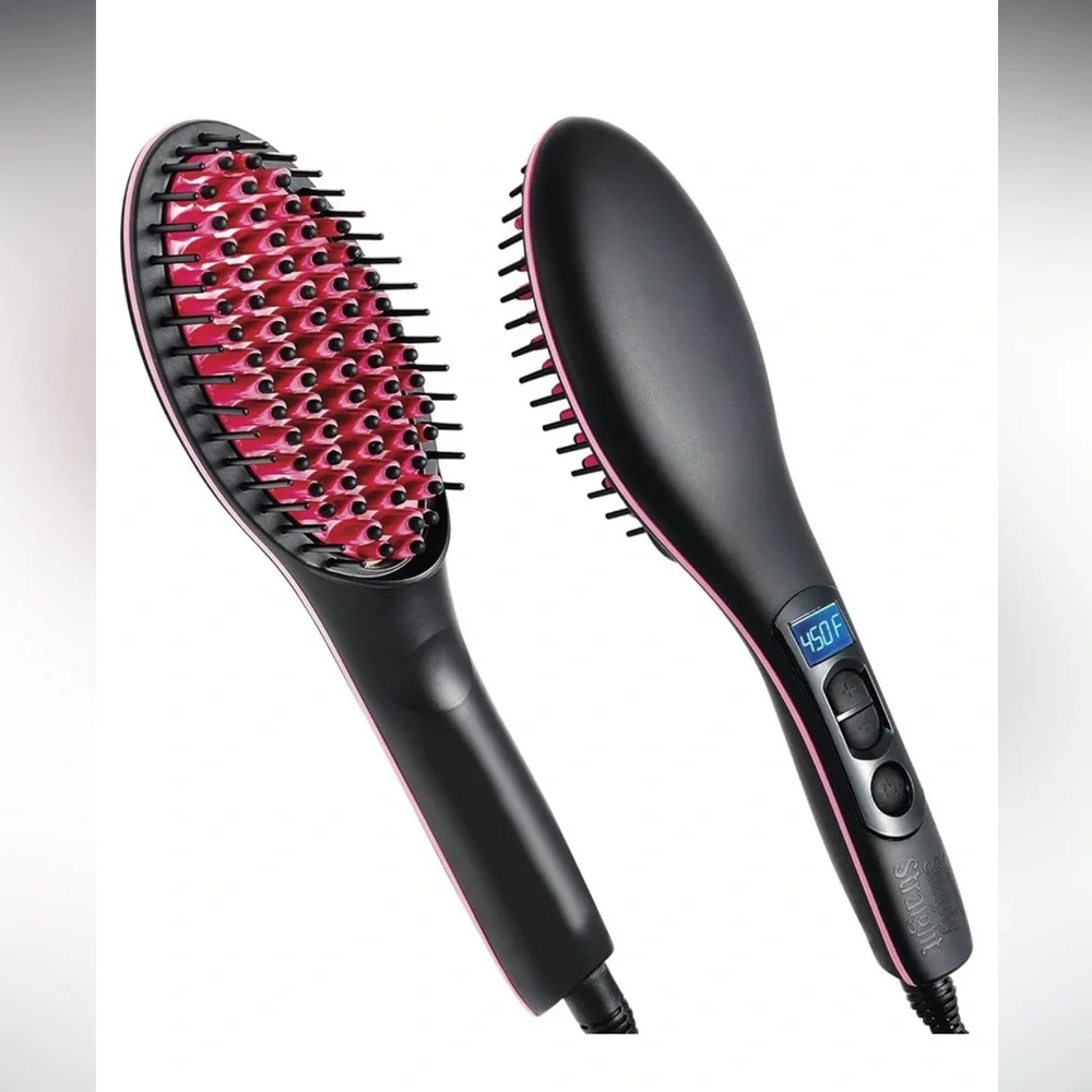 Simply Straight premium ceramic quality straightening brush fast heat LCD travel